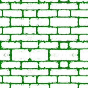 Dark Green and white brick wall