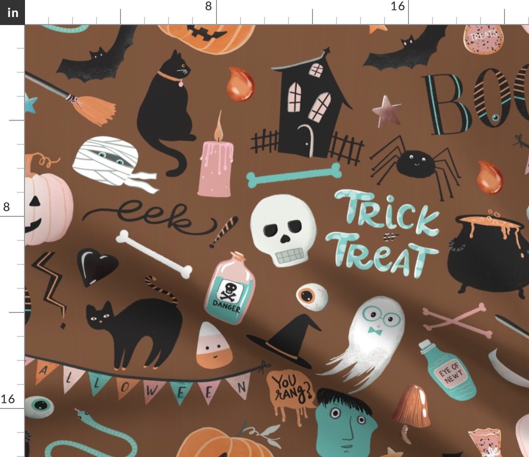 Small Scale - Trick Or Treat, Ghost, Cats, Potions, Pumpkins, Halloween, Mummy, Zombie, Loot Bags, Teal, Pink, Blue, Burnt Orange