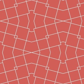 Red Orange Line Art tile  /Raspberry Blush/ 24 Inch