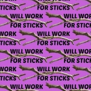 Will Work For Sticks, purple