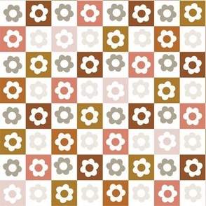 small daisy checkerboard: cinnamon, pumpkin, dirty apricot, cider