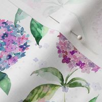 Hydrangea romantic floral Spring watercolor floral Pink blue green White Small