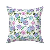 Hydrangea romantic floral Spring watercolor floral Pink blue green White Micro