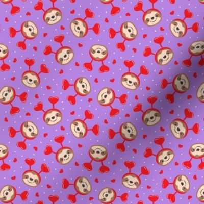 (small scale) Valentine's Sloths - Cute Sloth Heart Headbands Valentine - purple - LAD23