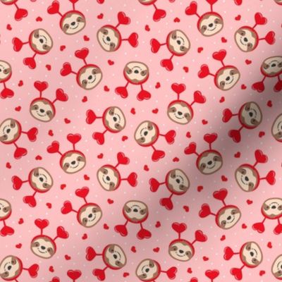 (small scale) Valentine's Sloths - Cute Sloth Heart Headbands Valentine - pink - LAD23