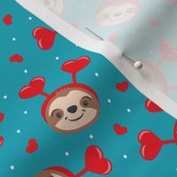 Valentine's Sloths - Cute Sloth Heart Headbands Valentine - teal - LAD23