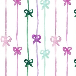 ribbons cuteness in pink and emerald - watercolor bows - gifts b109-2