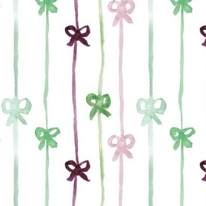 Green, marsala and pink ribbons cuteness - watercolor bows - gifts b109-4