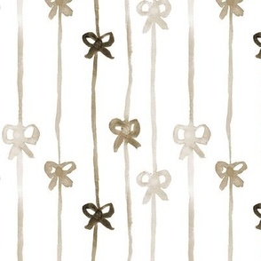 Earthy neutral ribbones cuteness - watercolor brown bows - gifts b109-6