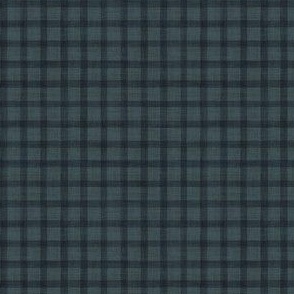 Dark Green Gingham Plaid  - Ditsy Scale - Linen Texture Hunter phthalo Green Sage Forest