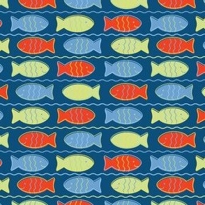 tiny fishies blue background