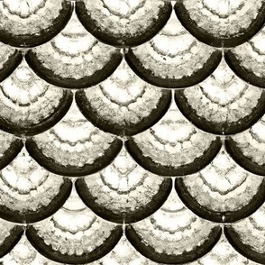Rustic Zellige Fish Scale Tiles in Ivory and Black - Coordinate