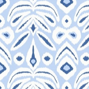 Cobalt Blue  and sky blue Bloom Ikat