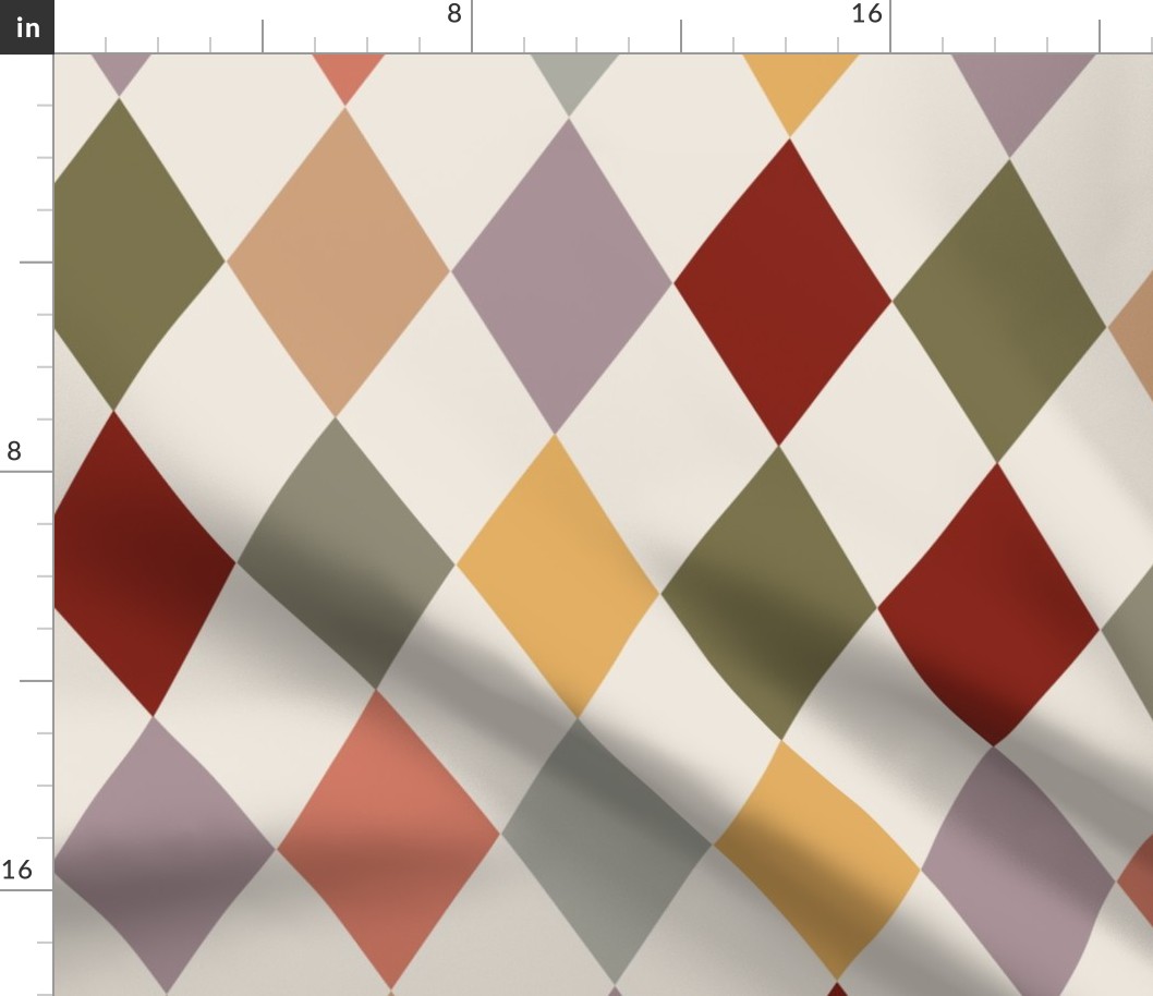Large Autumn Harlequin Grid / Colorful Harlequin Diamond Fabric /  Colorful Circus Fabric