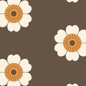 SMALL retro hippie floral daisy wallpaper - interiors fabric, mid century vintage fun print