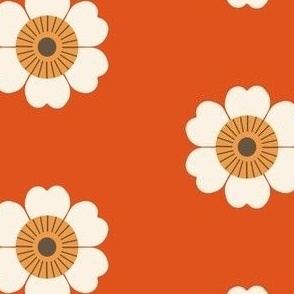 SMALL retro hippie floral daisy wallpaper - interiors fabric, mid century vintage fun print