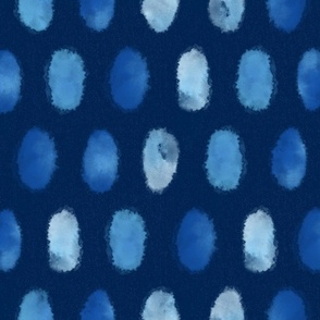 Watercolor Blue Denim Ovals LS