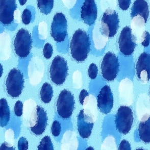 Watercolor Random Blue Ovals LS