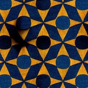 triangles and circles in royal blue and butter yellow