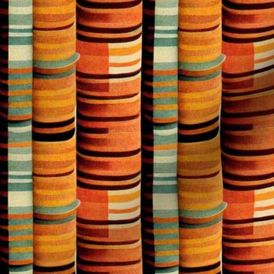 cylindrical shapes in orange and turquoise