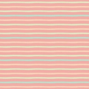 small scale painted stripes - retro rainbow/coral