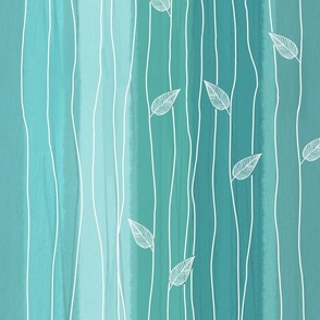 abstract lines  and leaves on a color gradient - mint / Turquoise / Teal