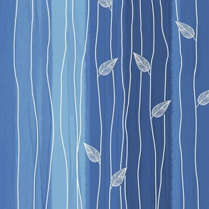 abstract lines  and leaves on a color gradient - dark blue