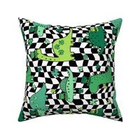 Lucky Dinos Groovy Bright Checker BG Rotated - Large Scale
