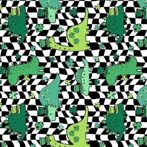 Lucky Dinos Groovy Bright Checker BG Rotated - Large Scale