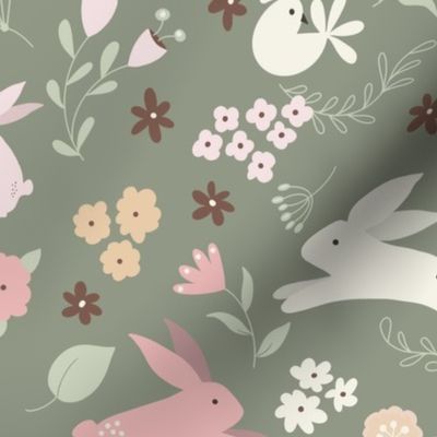 Family of Bunnies - Pink and Green