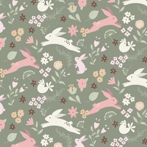 Family of Bunnies - Pink and Green
