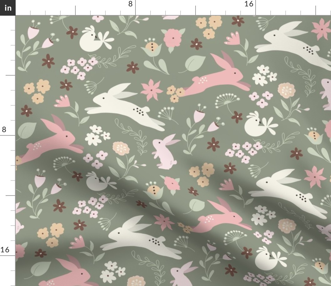 Family of Bunnies - Pink and Green