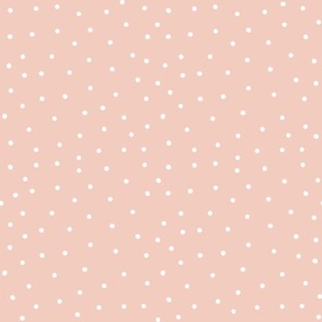 Polka dot party - white on Pale dogwood pink