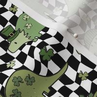 Lucky Irish Dinos Muted Green Checker BG - Small Scale