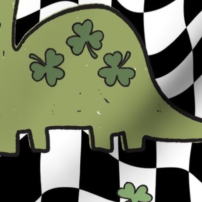 Lucky Irish Dinos Muted Green Checker BG - XL Scale
