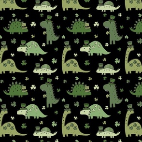 Lucky Irish Dinos Muted Green Black BG - Medium Scale