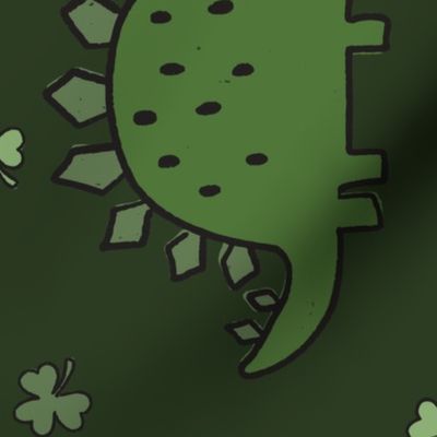 Lucky Irish Dinos Muted Green Green BG Rotated - XL Scale