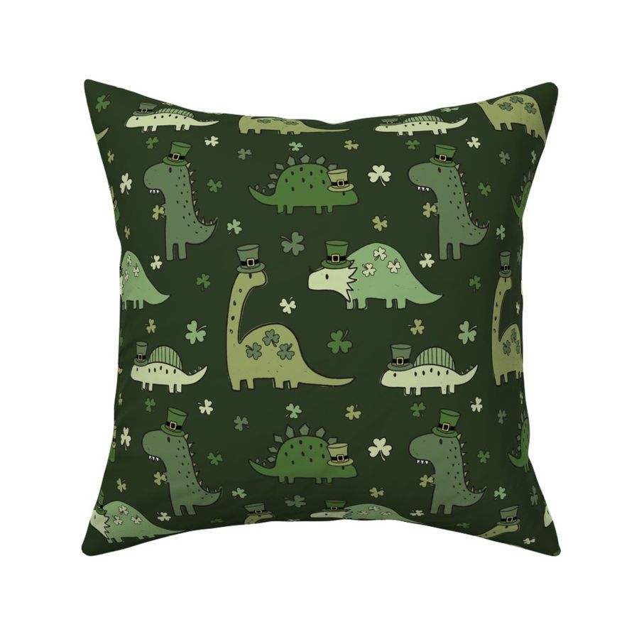 Lucky Irish Dinos Muted Green Green BG - Medium Scale