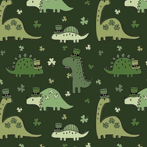 Lucky Irish Dinos Muted Green Green BG - Large Scale