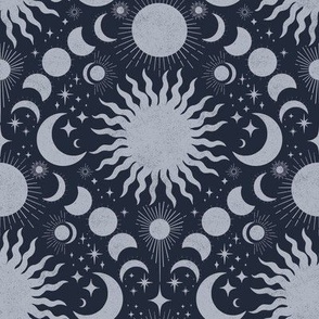 Moon, Stars and Sun Celestial Indigo