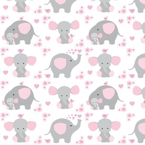 Pink Safari Elephant Baby Girl Nursery LARGE 