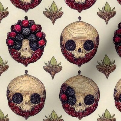 Vintage Poisionous Berries & Skulls Drawing