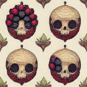 Vintage Poisionous Berries & Skulls Drawing