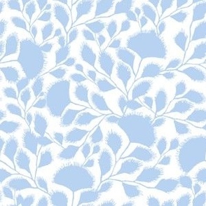 Floral Blue Trellis in White Background