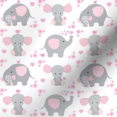 Pink Safari Elephant Baby Girl Nursery SMALL SIZE