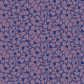Empoe - Floral overlapped Blue and Purple | small scale ©designsbyroochita