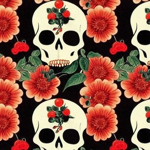 Vintage Flowers & Skulls - II