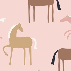 Horse Party  2.0  on pink 4 inch