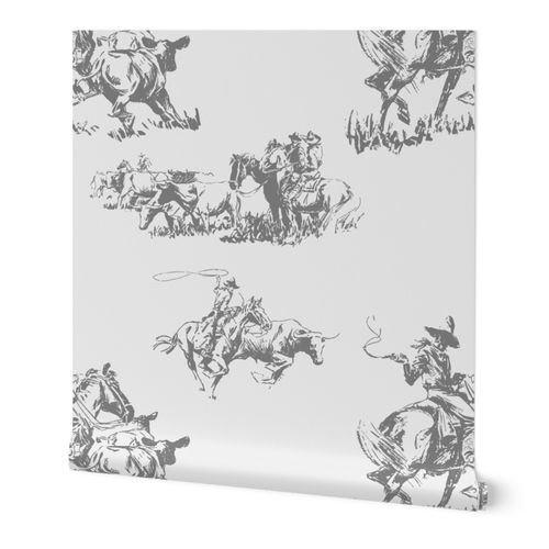 Cowboy Toile Wallpaper | Spoonflower