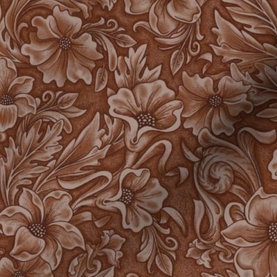 Santa Fe Saddle carved leather floral